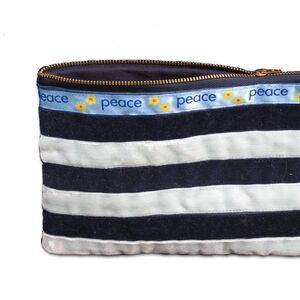 Blue Velvet Zippered Pouch Makeup Bag Travel Bag NEW with Tags